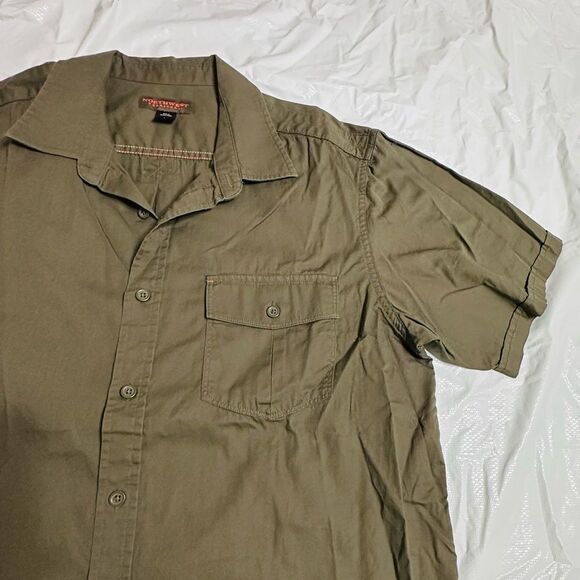 Northwest Territory Khaki Green Casual Button Down Shirt Size Large - Picture 4 of 8